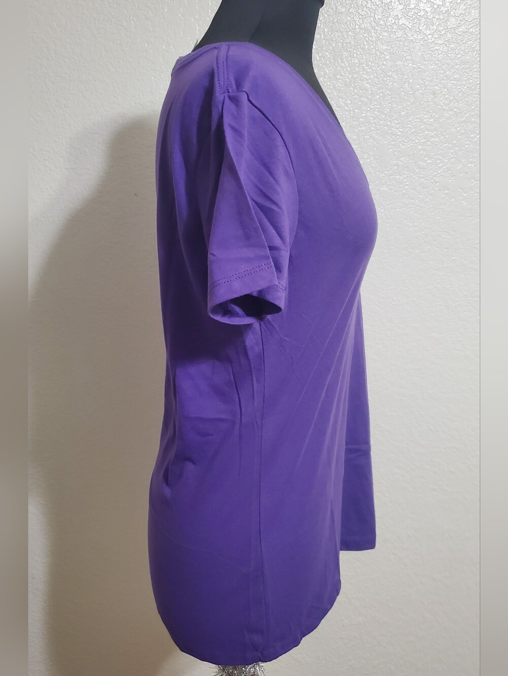 Classic V-Neck Purple T-Shirt - Picture 2 of 5